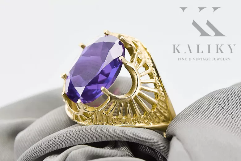 Ring Vintage craft Alexandrite 14K Yellow gold vrc003y